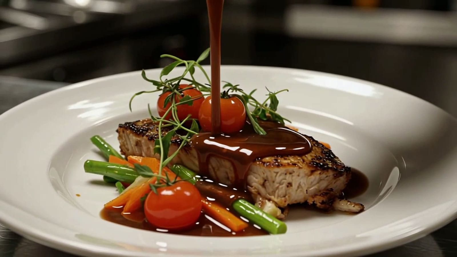 Salle du restaurant Saveur & Saison, lumière chaude et ambiance feutrée